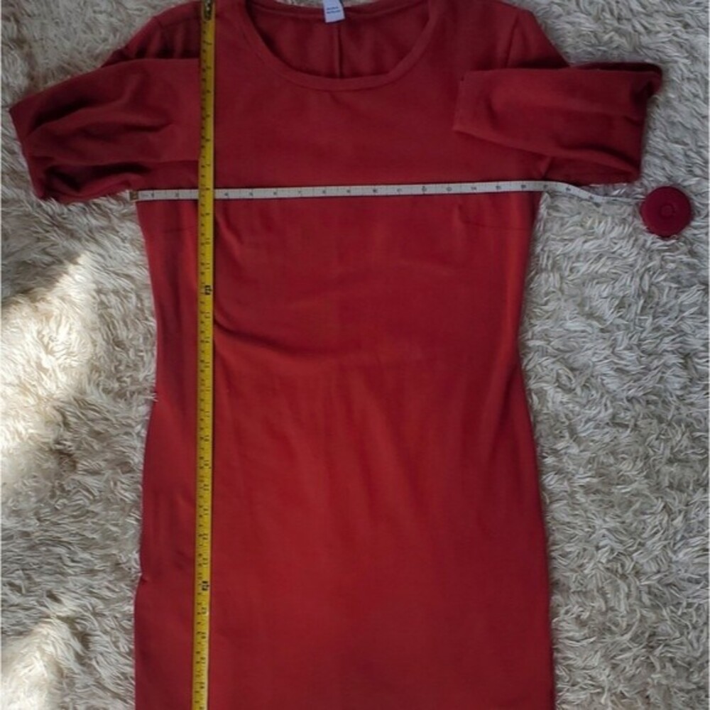 Old Navy 3/4 Sleeve Stretchy Midi Womens Red Petite Dressy Casual Dress sz SP - Picture 9 of 11